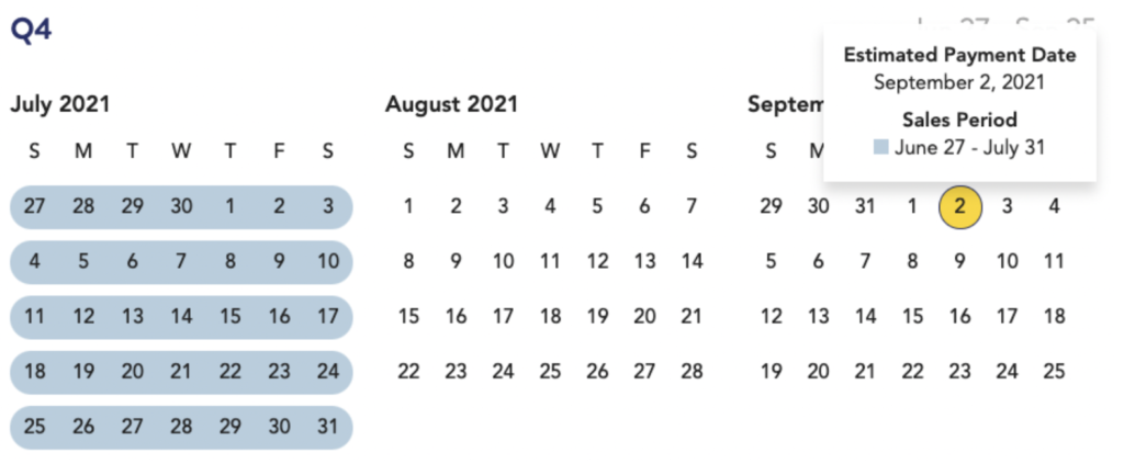 apple payment calendar